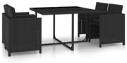 vidaXL 5-delige Tuinset met kussens poly rattan zwart