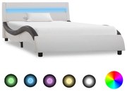 vidaXL Bedframe met LED kunstleer wit en zwart 90x200 cm