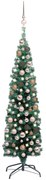 vidaXL Kunstkerstboom met LED's en kerstballen smal 120 cm groen