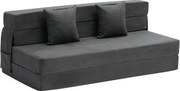 VEVOR 3-in-1 opvouwbare slaapbank met 2 kussens en wasbare hoes, omvormbare slaapbank van 25D traagschuim, bank voor woonkamer/slaapkamer, donkergrijs (Queen / 2060x1545x150mm)
