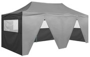 vidaXL Partytent met 4 zijwanden inklapbaar 3x6 m staal antraciet