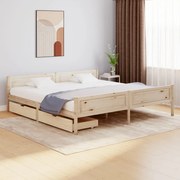 vidaXL Bedframe met 2 lades massief grenenhout 180x200 cm