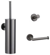 Saniclear Iron toilet accessoire set incl toiletborstel, rolhouder en haak verouderd ijzer - gunmetal