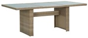 vidaXL Tuintafel 200x100x74 cm glas en poly rattan bruin