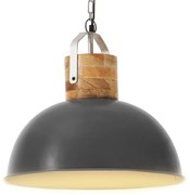 vidaXL Hanglamp industrieel rond E27 42 cm massief mangohout grijs