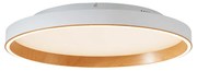 Design plafondlamp wit met hout 60cm incl. LED 3-way switch - Ingo