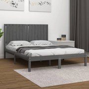 vidaXL Bedframe massief grenenhout grijs 135x190 cm 4FT6 Double