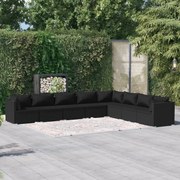 vidaXL 8-delige Loungeset met kussens poly rattan zwart