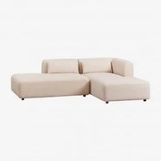 2-delige Modulaire Hoekbank Met Chaise Longue Links En Fogler Poef Chenille Crème Beige - Sklum