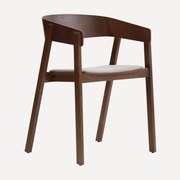 Walnoot Eetkamerstoel Met Beige Stof