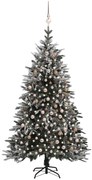 vidaXL Kunstkerstboom met LED's, kerstballen en sneeuw 210 cm PVC PE