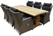 Ibiza Geneva dining tuinset 240x100xH77 cm 7 delig verstelbaar grijs teak