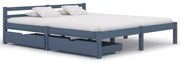 vidaXL Bedframe met 2 lades massief grenenhout grijs 160x200 cm