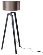 Vloerlamp zwart met velours kap bruin 50cm - Puros