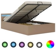 vidaXL Bedframe met opslag en LED kunstleer cappuccino 140x200 cm