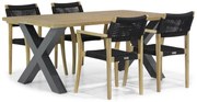 Tuinset 4 personen 180 cm Rope Zwart Lifestyle Garden Furniture Dallas/Cardiff