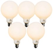 Set van 5 E27 dimbare LED lamp opaal G125 5W 450 lm 2200K