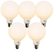 Set van 5 E27 dimbare LED lamp opaal G125 5W 450 lm 2200K