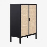 Dressoir 80x35 Cm Van Rotan En Hout Reyna Zwart - Sklum