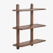 Wandplank In Hout Veleta Donker Acaciabruin & ↔︎ 80 Cm & 3 Schappen - Sklum