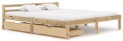 vidaXL Bedframe met 2 lades massief grenenhout 160x200 cm