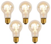 Set van 5 E27 LED lamp spiraal filament A60 goldline 2W 150 lm 2200K