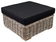 Nissah voetenbank 75x75xH43 cm naturel rotan - olefin black