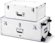 VEVOR 2 x Transportkoffers Opbergdozen Afsluitbare Opbergdozen, Grote Opbergdoos met Wielen &amp; 3 Metalen Handgrepen, Transportkoffer met Deksel voor Appartement Studentenkamer Wit