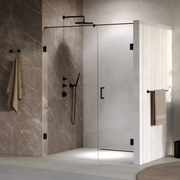 Brauer Void profielloze nisdeur 150cm met draaideur 70cm aan muur zwart mat