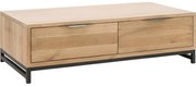 Goossens Salontafel Max rechthoekig, hout eiken onbewerkt, urban industrieel, 125 x 37 x 65 cm