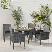 vidaXL 5-delige Tuinset poly rattan grijs