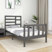 vidaXL Bedframe massief hout grijs 75x190 cm 2FT6 Small Single