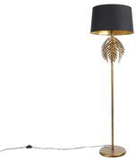 Vloerlamp goud 145 cm met katoenen kap zwart 50 cm - Botanica Landelijk E27 Binnenverlichting Lamp