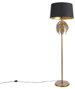 Vloerlamp goud 145 cm met katoenen kap zwart 50 cm - Botanica