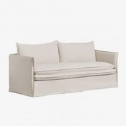 Grace 3-zits Linnen En Katoenen Bank Stof Beige - Sklum