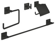 GROHE Start Cube QuickFix Accessoireset 4-delig - toiletrolhouder - met klep - handdoekhaak - handdoekring - handdoekhouder - 60cm - matte black 411152430