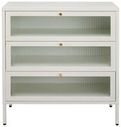 Kare Design Naxos Klepdeuren Kast Off White Met Ribbelglas - 85x35x80cm.