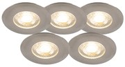 Buitenlamp LED Set van 5 inbouwspots zilver 3-staps dimbaar - Ulo Modern IP44 Buitenverlichting rond Lamp