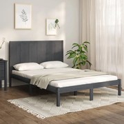 vidaXL Bedframe massief grenenhout grijs 150x200 cm 5FT King Size