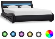 vidaXL Bedframe met LED kunstleer zwart 140x200 cm