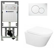 Wiesbaden Vesta toiletset Rimless 52cm inclusief UP320 toiletreservoir en softclose toiletzitting met bedieningsplaat wit 0701131/0700518/sw65812/