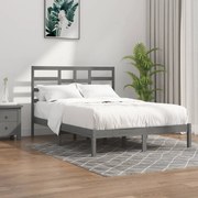 vidaXL Bedframe massief hout grijs 120x190 cm 4FT Small Double