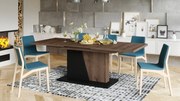 NOBLE NOIR Eik bruin/zwart mat – uitschuifbare tafel tot 218 cm, voor 8, 10 personen.