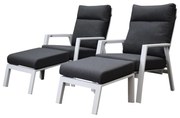 Vegas lounge balkonset 4 delig verstelbaar wit aluminium