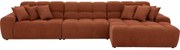 Goossens Excellent Bank Kubus - 40 X 40 Cm Stiksel oranje, stof, 1,5-zits, modern design met chaise longue rechts