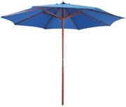 vidaXL Parasol met houten paal 300x258 cm blauw