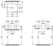 Bocchi Scala wasbak 48cm met kraangat mat zwart