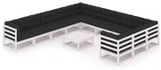 vidaXL 12-delige Loungeset met kussens massief grenenhout wit