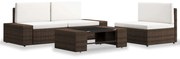 vidaXL 4-delige Loungeset poly rattan bruin