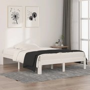 vidaXL Bedframe massief hout wit 135x190 cm 4FT6 double